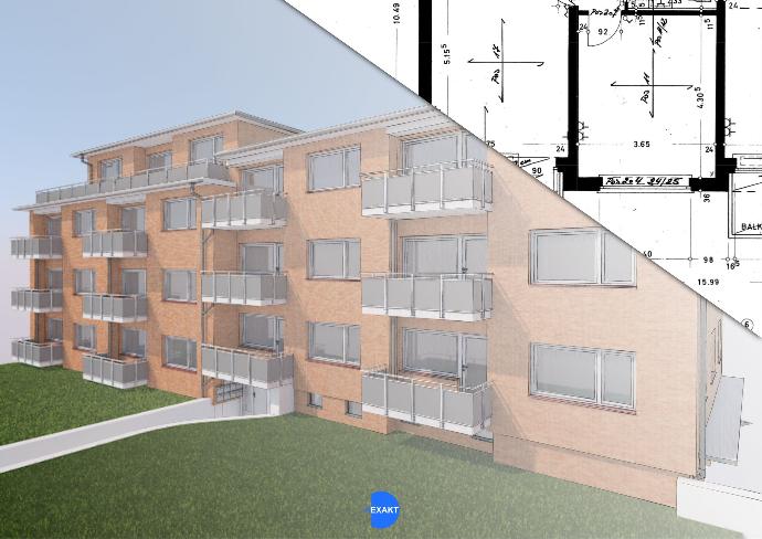 Alter Bestandsplan auf Papier in 3D überzeichnet