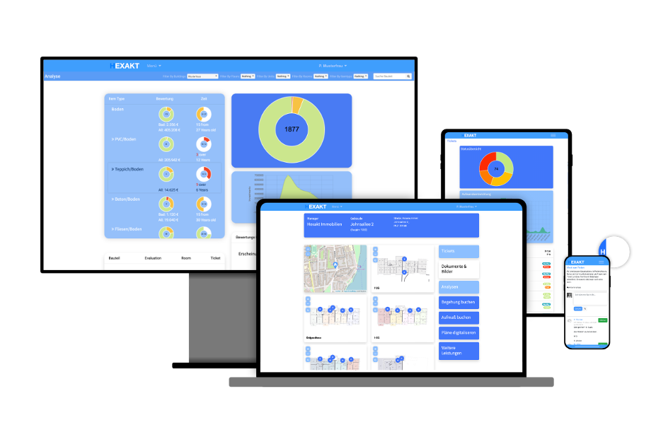 HEXAKT Plattform Bildschirme mit Immobilien-management-plattform