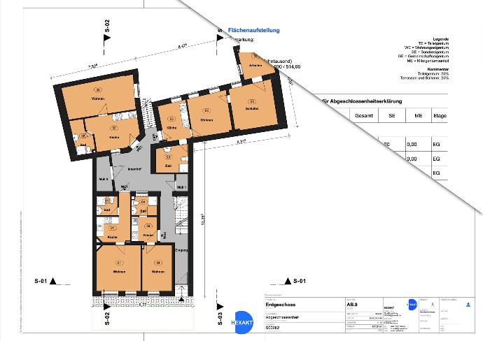 Gebäudegrundriss für eine Teilungserklärung